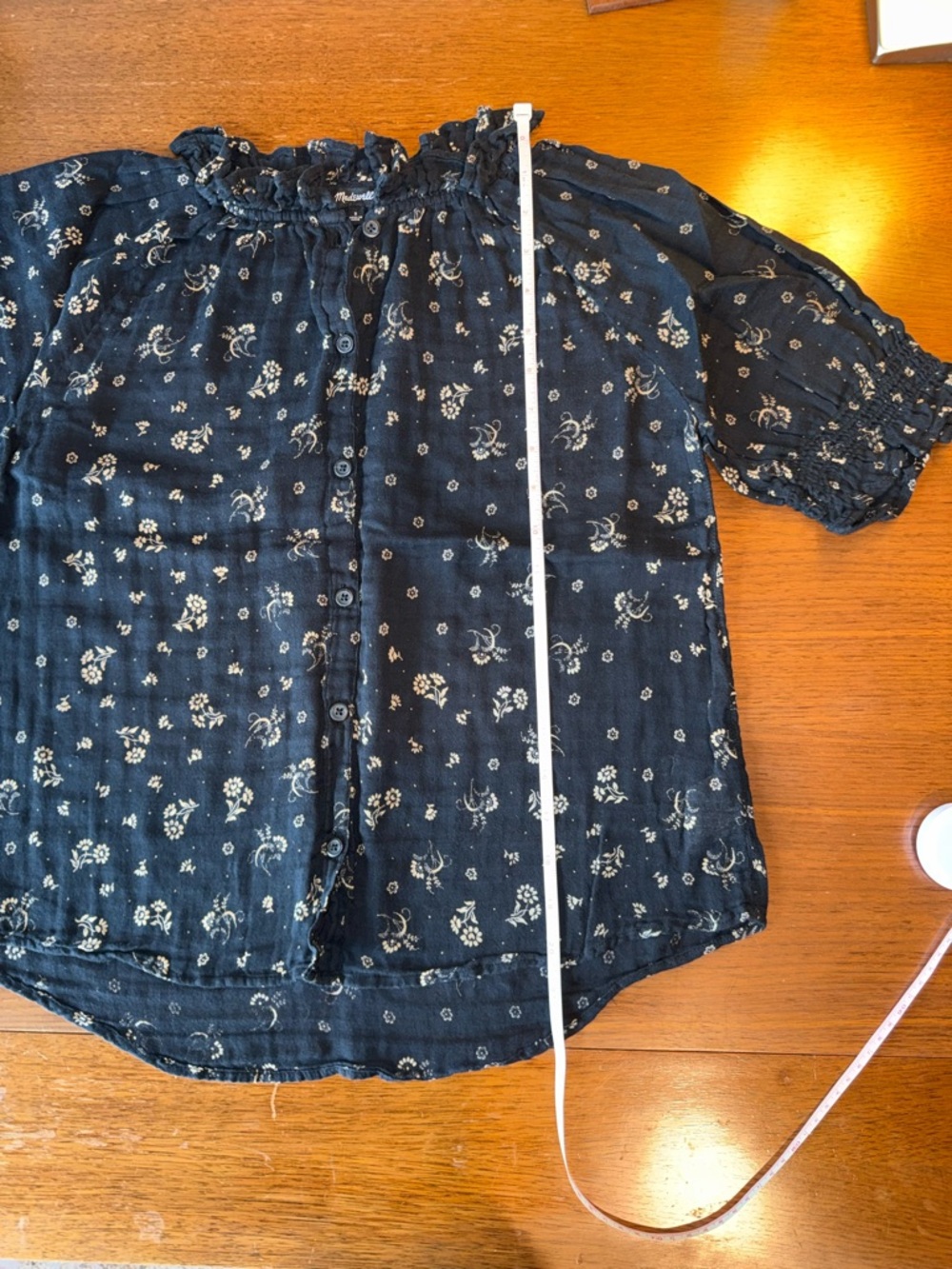 Madewell Black Blouse with Gold Floral Print - Picture 6 of 11